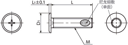 SEQ-TZB-ALK十字槽超极短头螺栓(带尼龙熔敷)寸法図