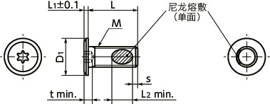SET-NI-ALK梅花槽超级短头螺栓（带尼龙熔敷）寸法図