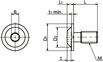 SFBS-UC带法兰圆头螺栓（薄板固定用）寸法図