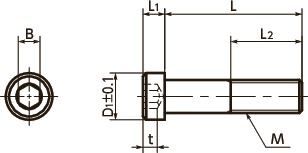 SLH-SD内六角短头小头螺栓寸法図