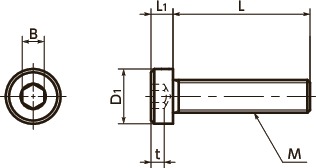 SLHL内六角短头螺栓(SUS316L制)寸法図