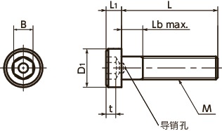 SLP内六角短头螺栓（导向孔）寸法図