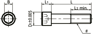 SNSS-SD(INCH)内六角小头螺栓（英制螺纹）寸法図