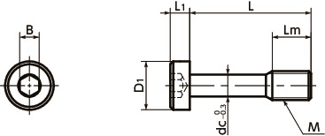 SSCLS内六角短头防脱落螺钉寸法図