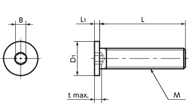 SSHT内六角极短头螺栓(纯钛)寸法図