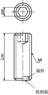 JGS带磁铁无头螺丝寸法図