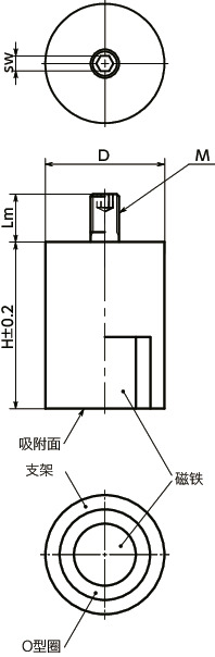 JSM-ND带座磁铁 寸法図