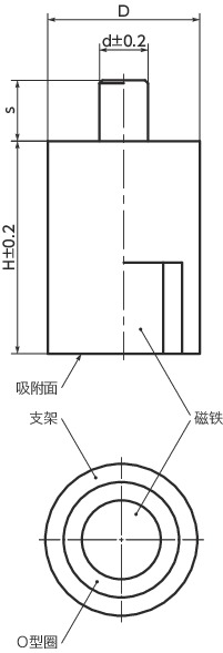 JSR-AN带座磁铁寸法図