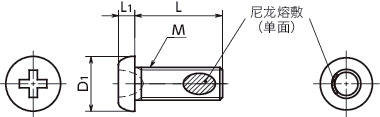 SNZ2-TBZ-ALK精密仪器用十字槽盘头小螺钉（0号2类 / 带尼龙熔敷）寸法図