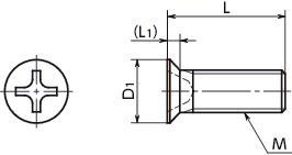 SNZF-TZB精密仪器用十字槽埋头小螺钉（0号1类）寸法図