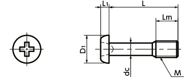 SSCZS精密仪器用防脱落盘头小螺钉（精密螺丝）寸法図