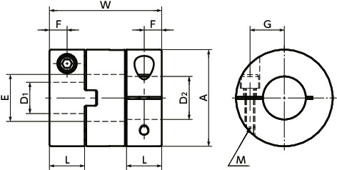 MOR-C挠性联轴器 - 十字滑块型 - 夹紧型寸法図
