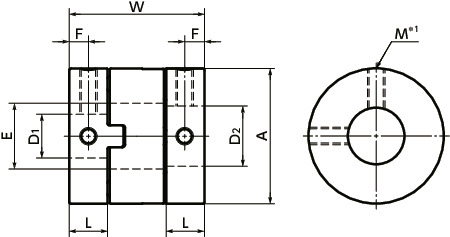 MOR挠性联轴器 - 十字滑块型 - 定位螺丝固定型寸法図
