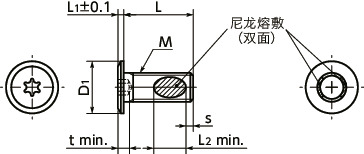 SETS-ALK梅花槽超级短头螺栓(带尼龙熔敷)寸法図