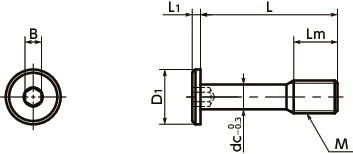 SSCHS内六角极短头防脱落螺钉寸法図