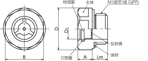 QLGML-A油位窗寸法図