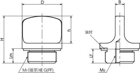 QPKAH-1螺塞 - 带旋钮寸法図