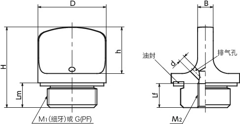 QPKAL-2螺塞 - 带旋钮寸法図
