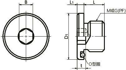 SFM内六角法兰螺塞寸法図