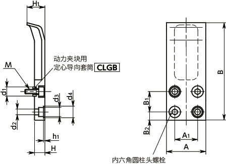 CLCV动力夹块用盖寸法図