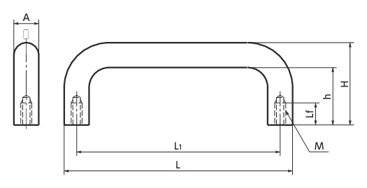 UNF-SH钢U型拉手寸法図