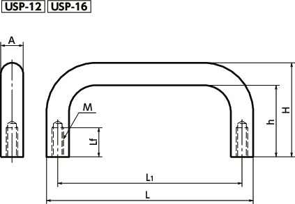 USP不锈钢拉手寸法図