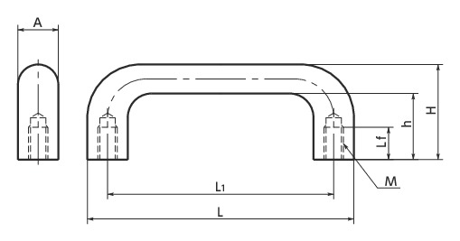 UYF铸铁柜拉手寸法図