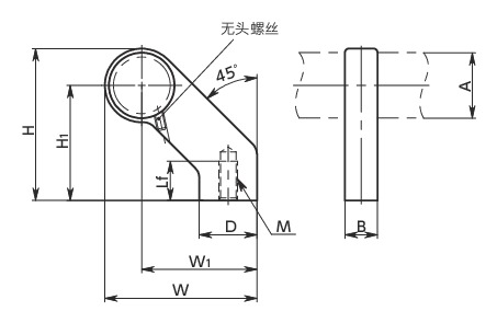 USBF管式拉手用托架寸法図