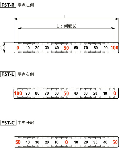 FST刻度条（横向）寸法図