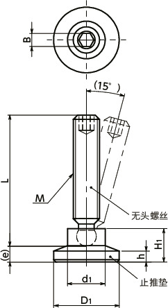 SGB-SBP带止推垫的无头螺丝 - 球头型寸法図