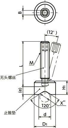 SGT-STP-P带止推垫的无头螺丝 - 止推埋头型寸法図