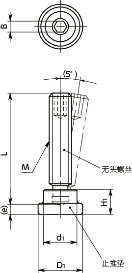 SGT-STP带止推垫的无头螺丝 - 止推埋头型寸法図