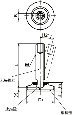 SGTS-SCPS-KR带止推垫的无头螺丝（不锈钢制无头螺丝） - 止推埋头型寸法図