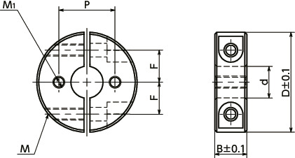 NSCSS-MN2固定轴环 - 带固定孔（内螺纹） - 钢（无电解镀镍）制 - 分离型寸法図