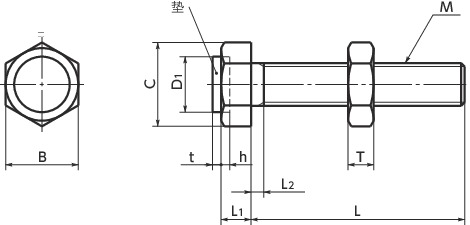 SUB带聚氨酯垫止动螺栓寸法図