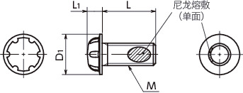 SRS6A-ALK系统六角螺栓（带尼龙熔敷）寸法図