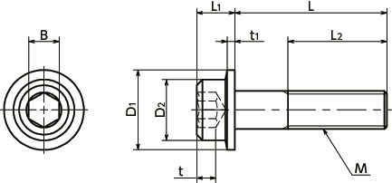 SFSS-UCL带法兰内六角圆柱头螺栓（已完成无尘洗净、无尘包装）寸法図