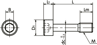 SSC-RY内六角防脱落螺丝(低温镀黑铬处理)寸法図