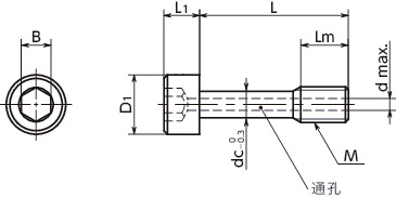SSC-SVSS内六角防脱落螺丝（通孔型）寸法図