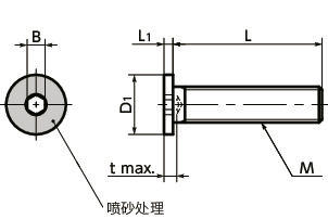 SSHS-HB内六角极短头螺栓（头部喷砂处理）寸法図