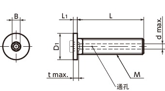 SVSHS内六角极短头螺栓（通孔型）寸法図