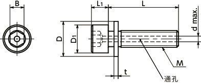 SVSI1S-PC带垫圈内六角圆柱头螺栓（通孔型）寸法図